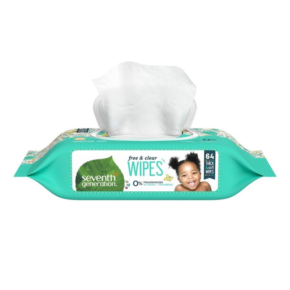 Seventh Generation Free & Clear Baby Wipes Refill Pack, 64 Ea